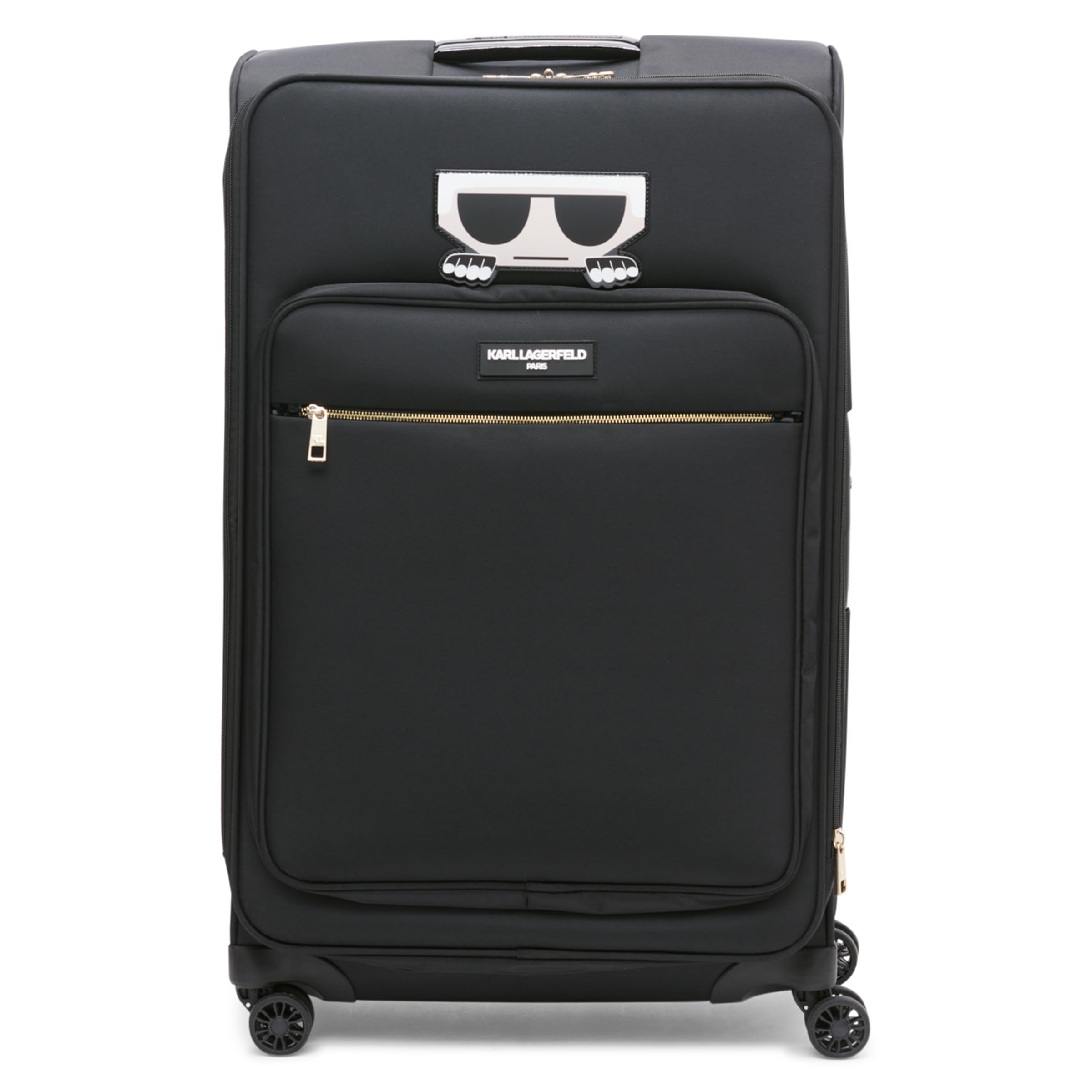 Karl Lagerfeld Paris Women's Large Vertical Trolley Case, Black, 29 inches, Black//White, 29 inches, Large Vertical Trolley Case