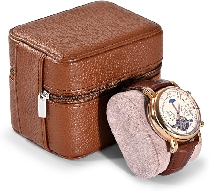 oirlv 男士手表盒 单手表旅行盒 优质 pu 皮革拉链手表收纳盒 手表