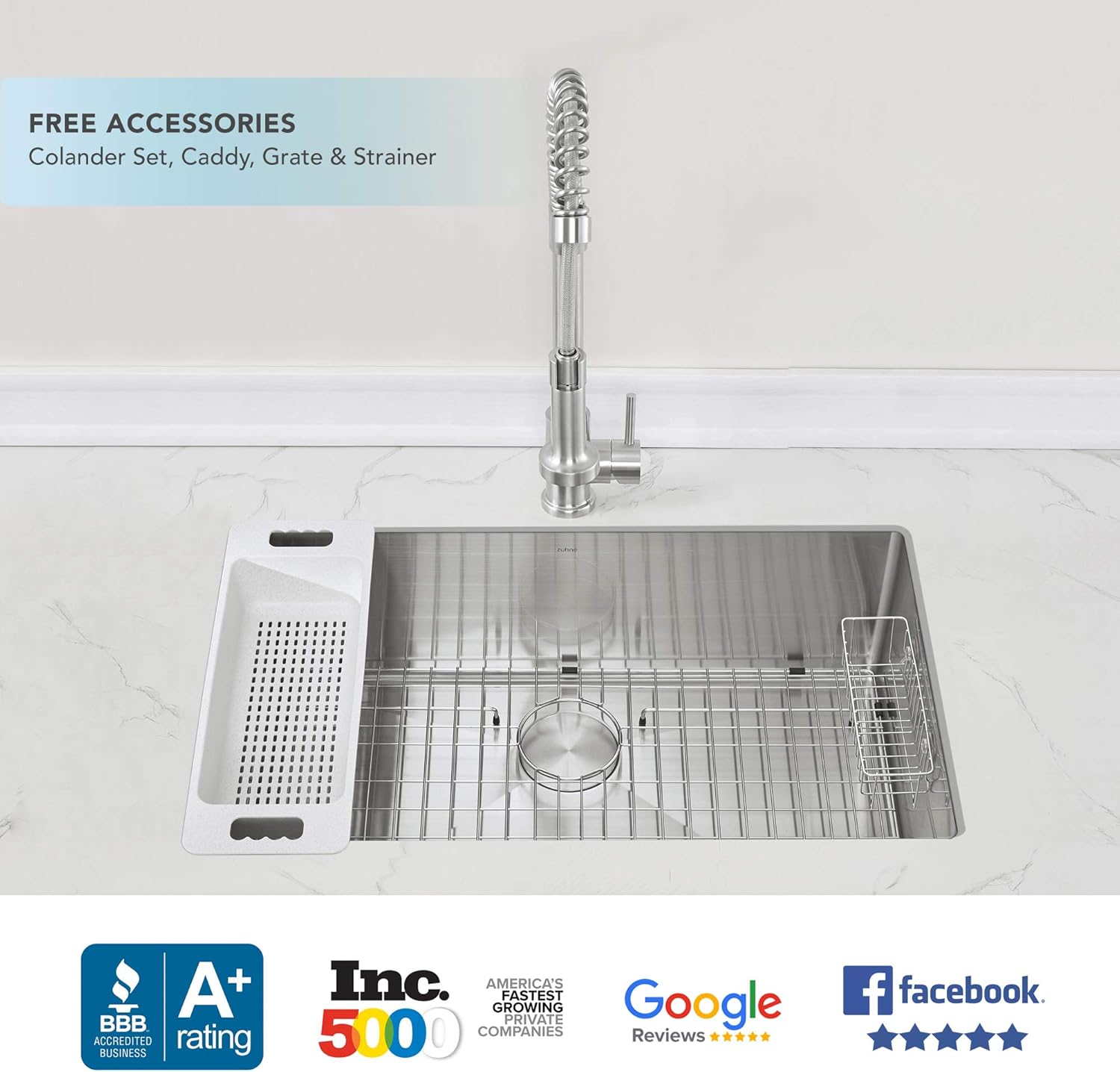 Zuhne Modena 台下式厨房水槽套装 16号不锈钢 32英寸 约81 28厘米单碗 亚马逊中国 家居装修