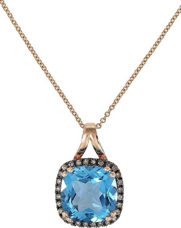 effy 14k 玫瑰金蓝色托帕斯,棕色钻石吊坠 : 亚马逊中国: 珠宝首饰