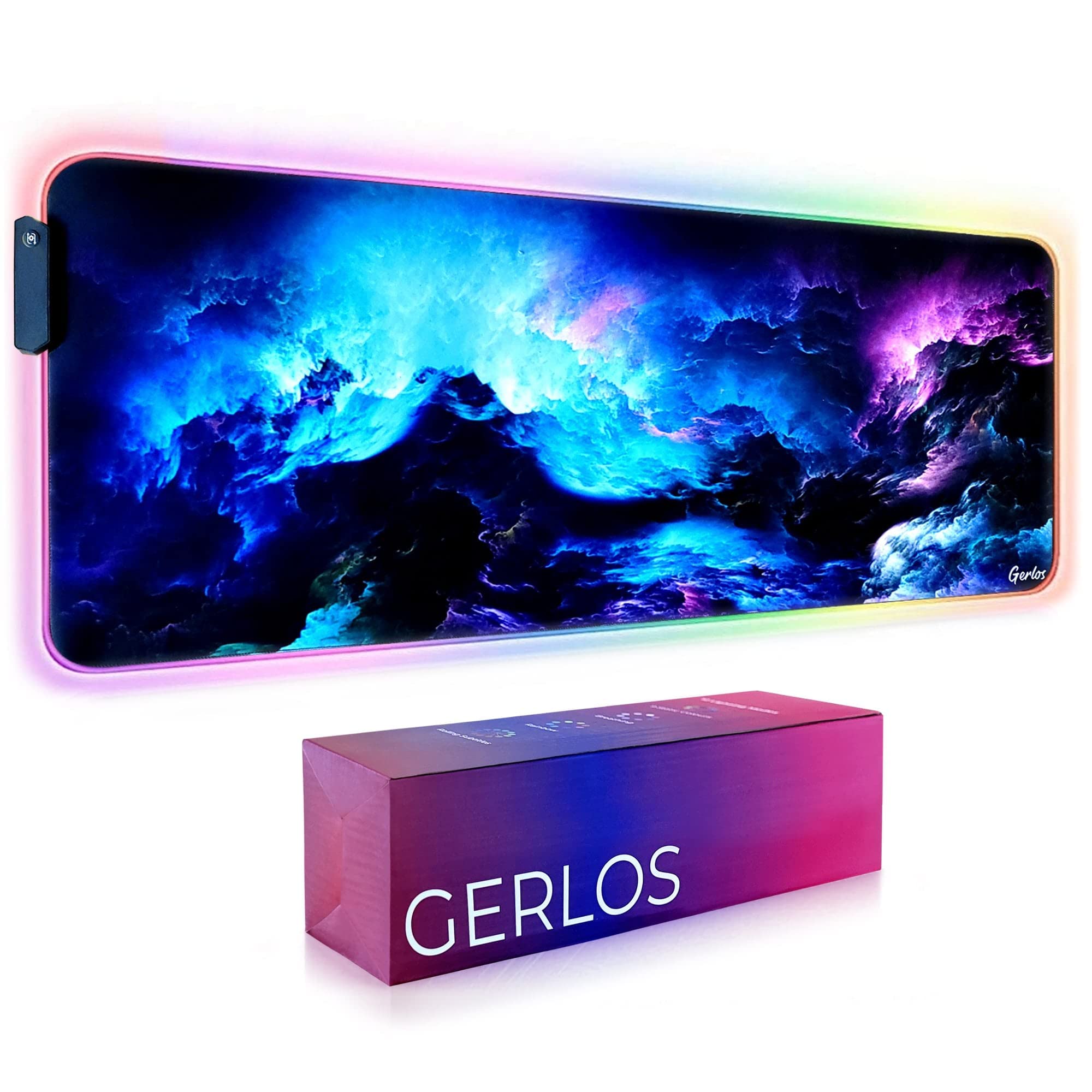 Gerlos RGB Gaming Mouse Pad Type Lighting Mode Large expansion Computer mouse pad, non-slip rubber base, Computer LED mouse pad.5 ×.8 inches (blue)