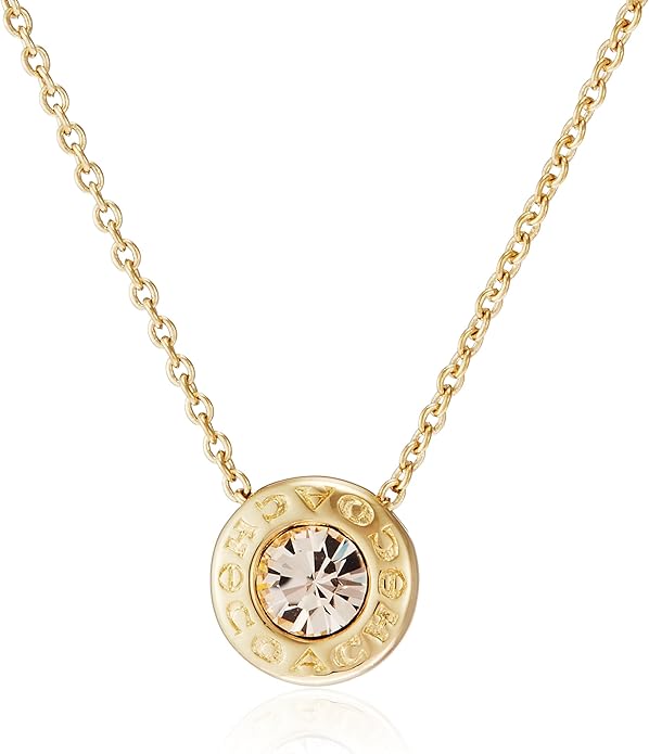 coach 蔻驰 圆形标志吊饰 项链 金色 f54514