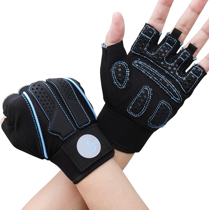 jierwillao 无指工作手套健身手套男女实用衬垫半指驾驶工作手套