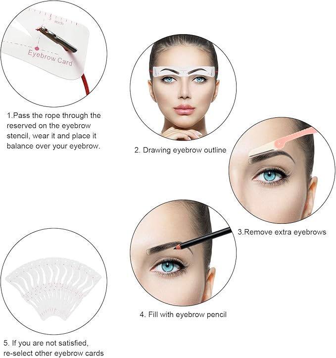 眉模 12 件装眉形套装 可重复使用的眉毛模板 带带 3 分钟眉毛化妆工具 适合初学者使用 亚马逊中国 美容化妆