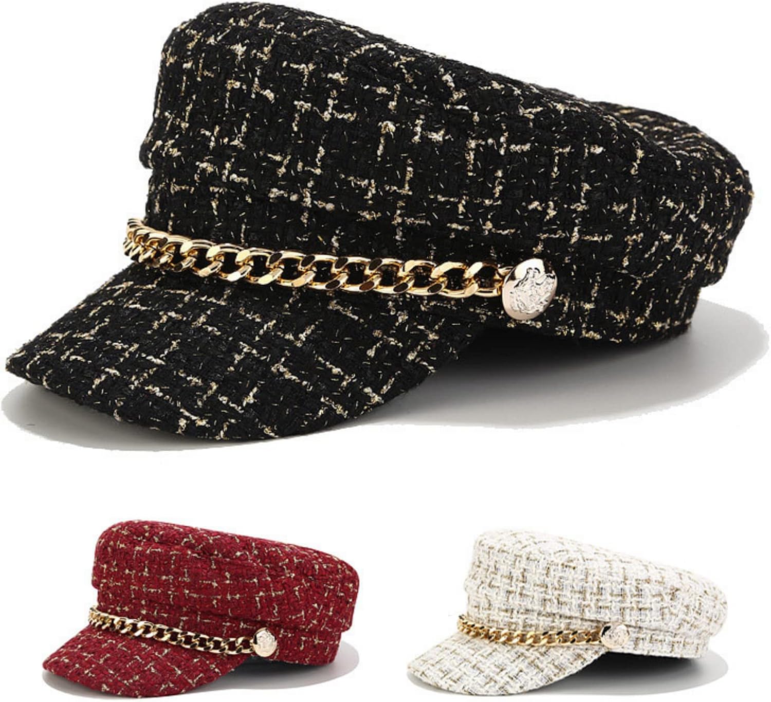 chengzi 遮阳帽 贝雷帽 报童帽 贝雷帽 女 英式 复古链 格子花呢 平顶