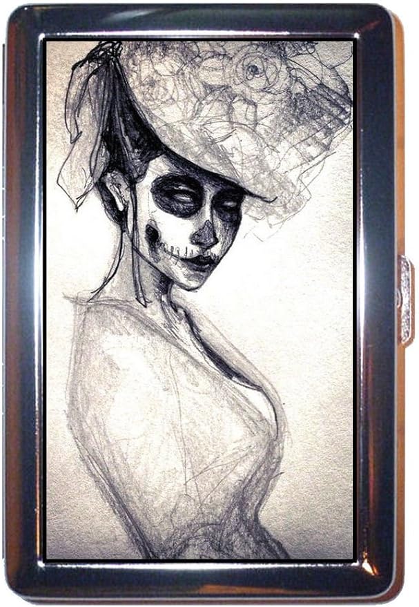 哥特式恐怖维多利亚女孩骷髅:id 钱包或香*盒美国制造
