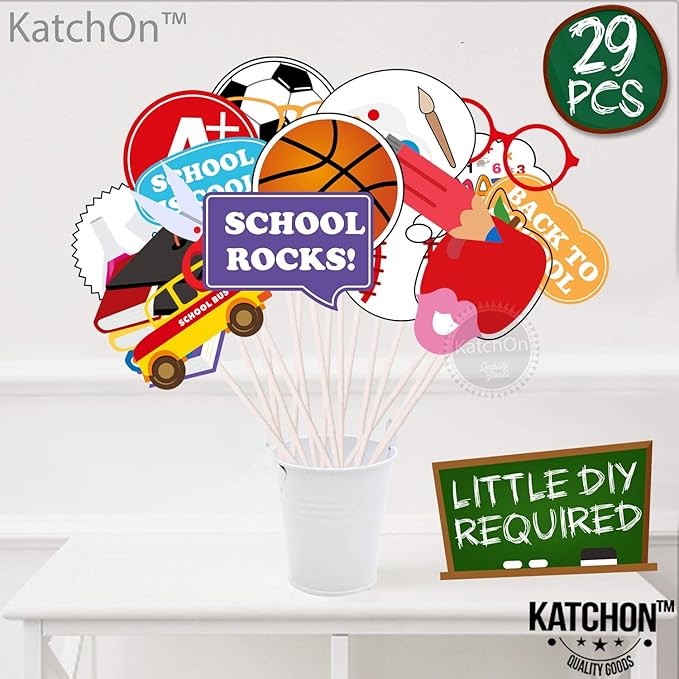 Back To School 照片亭道具 29 件装 上学 天照片亭道具派对用品 返校派对用品课堂装饰 教师感谢照片道具 亚马逊中国 玩具