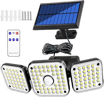 eyotto 太阳能户外灯,3 头太阳能泛光灯带遥控器,112 led 2000lm *灯