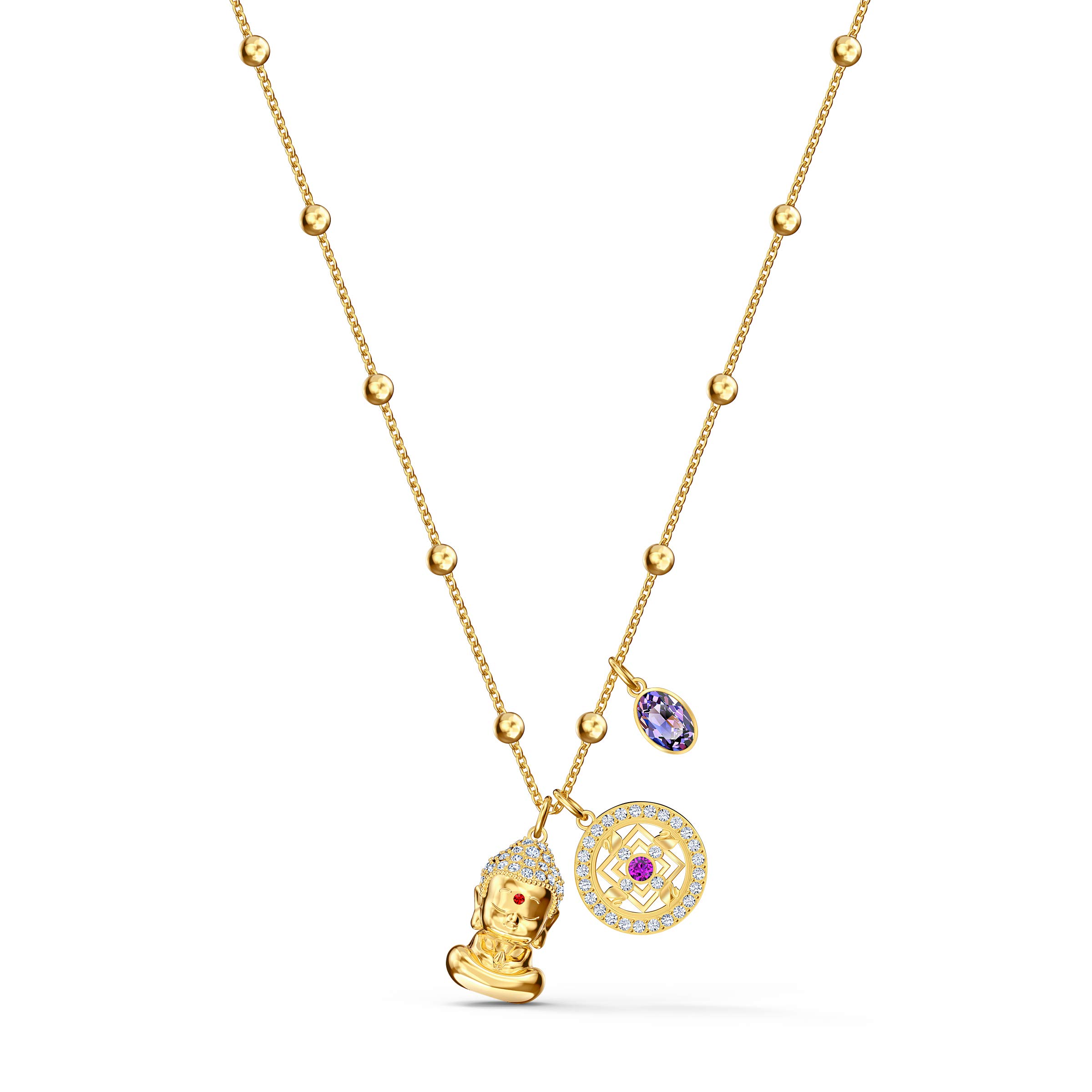 Swarovski Symbolic pendant, gold-plated women's necklace with three pendants and sparkling Swarovski crystals
