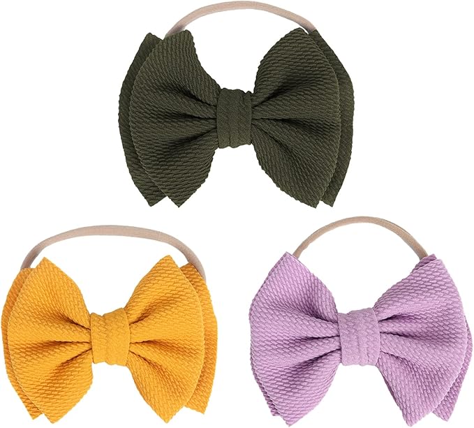 baby big bow 头带尼龙弹性发带蝴蝶结发带适合女婴新生儿幼儿儿童