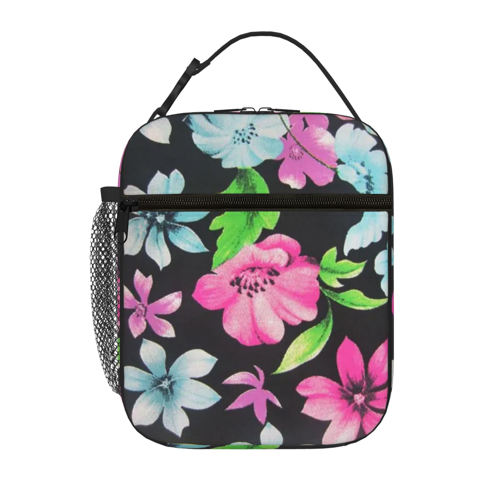 TinZroly reusable insulated lunch bag for men and women, large capacity portable lunch bag for work, picnic and refrigerated insulated travel (chrysanthemum)