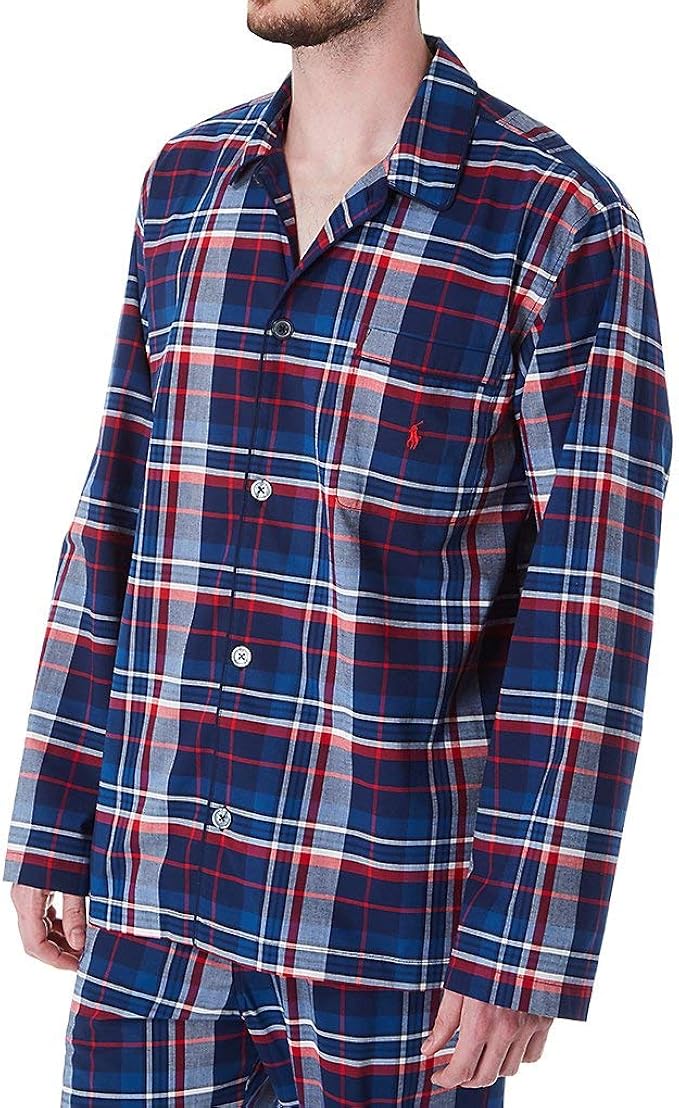 polo ralph lauren 保罗拉夫劳伦男式纽扣衬衫涤纶/氨纶混纺睡衣红色