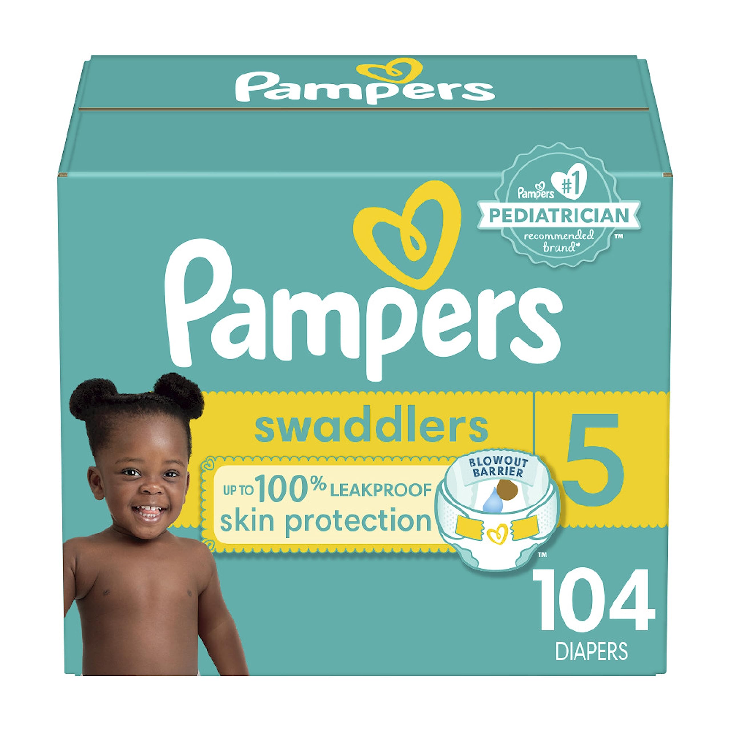 Pampers Swaddlers Disposable baby diapers in large packs (packaging may vary)