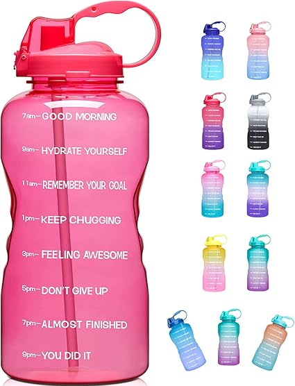 Giotto 大号1 加仑 128 盎司励志水瓶 带时间标记和吸管 防漏tritan Bpa 确保您每天饮用足够的水 适合健身 健身和户外运动03 Pink 亚马逊中国 运动户外休闲