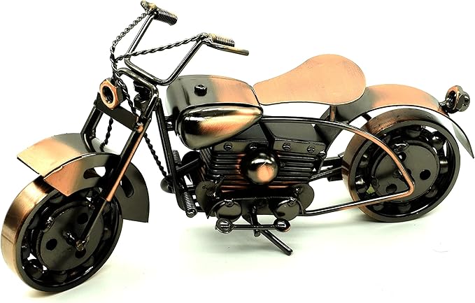 大型摩托车金属制造模型礼品装饰(棕色 6 型,铸铁)