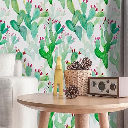 Vanbest 热带绿色植物墙贴diy 家庭客厅卧室儿童房衣柜背景贴花壁画艺术装饰cactus 家居 亚马逊中国