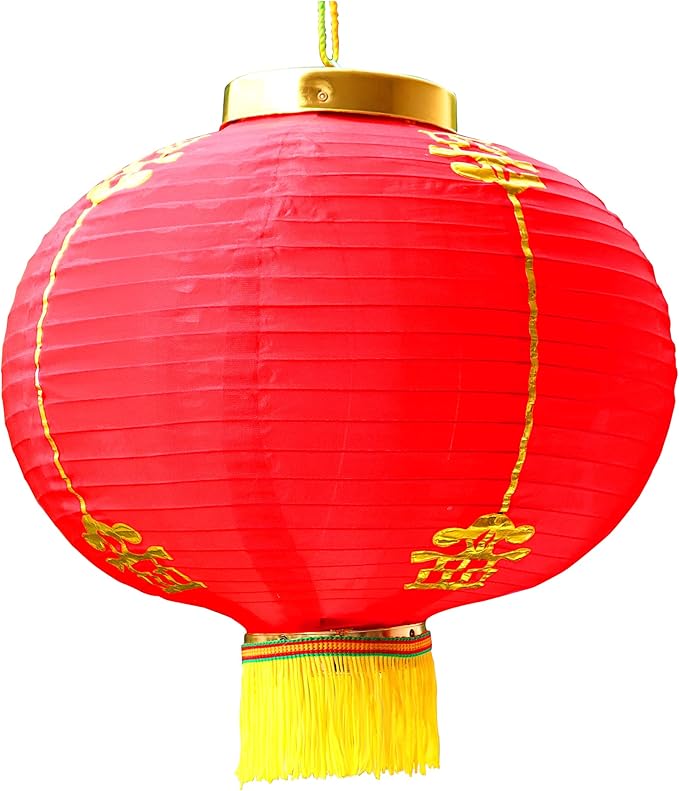 full funk 粗红色中国挂中国新年纸灯笼中国节,2 件(一对)尺寸 12(25.