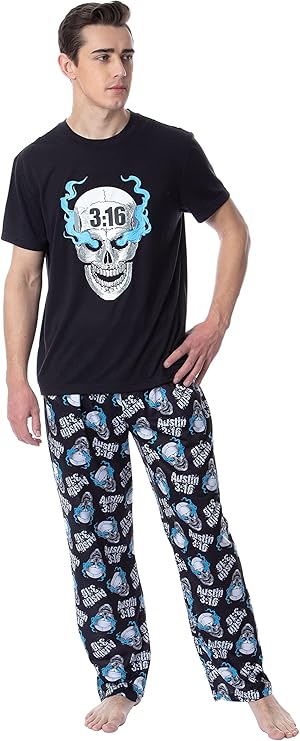 wwe 男士摔跤石冷史蒂夫·奥斯汀 3:16 *睡衣套装