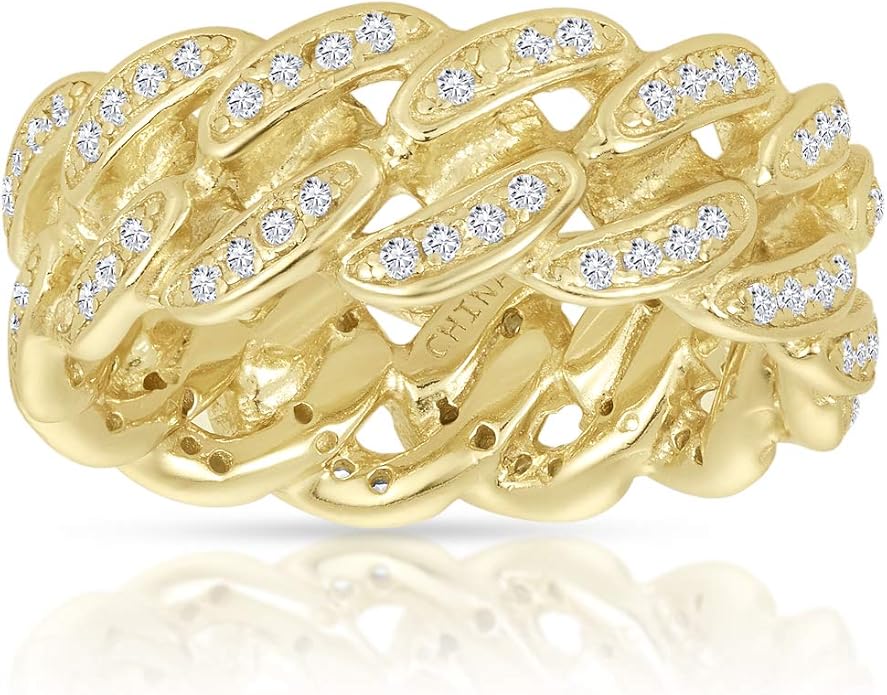 nyc 标准纯银方晶锆石锁环戒指