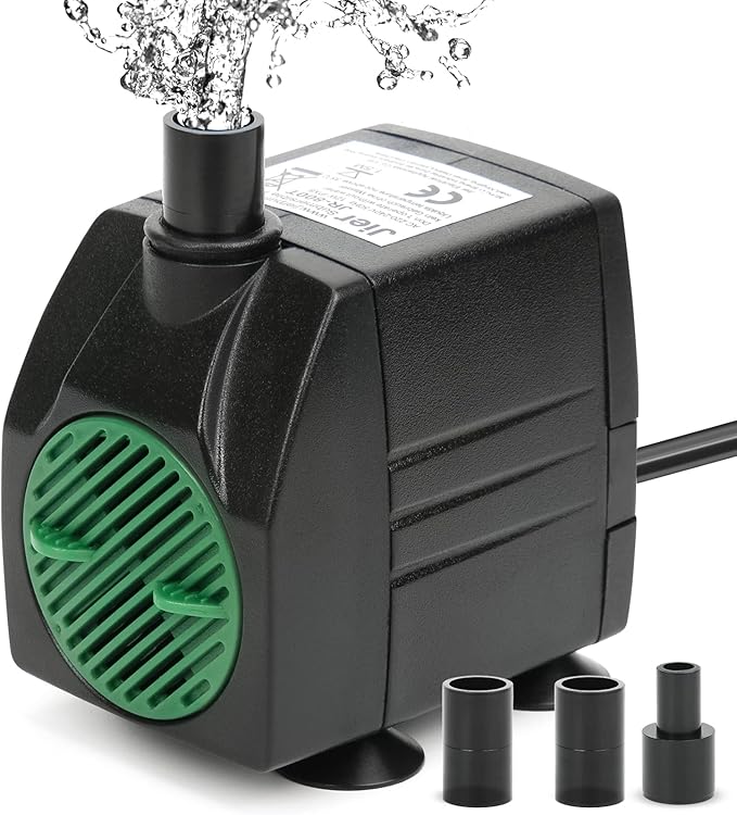 barst 潜水水泵,530gph 可调节池塘泵喷泉泵超静音水族箱泵,带 3 个