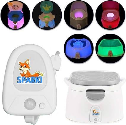 Sparki Sparki 出品的便盆训练椅小便座夜灯男孩女孩用儿童厕所训练动作感应学步儿童用踏凳灯 行情报价价格评测 亚马逊中国