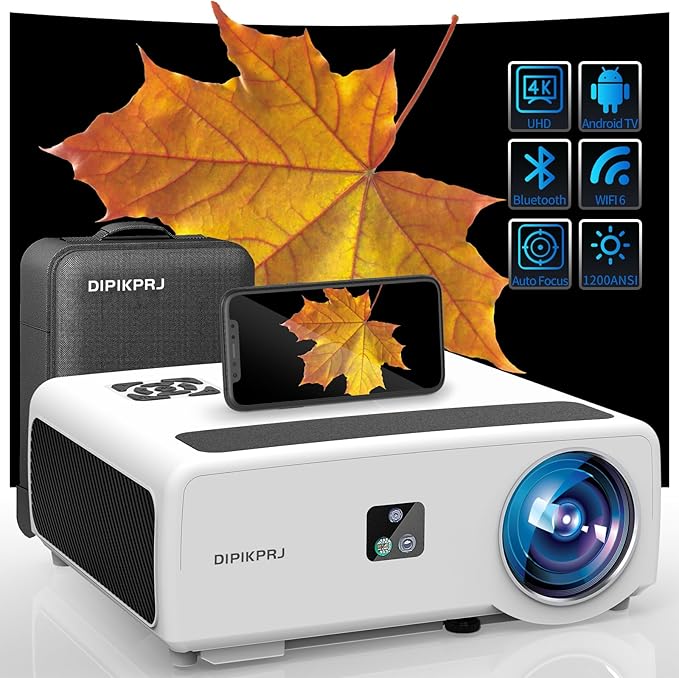 [自动对焦和梯形] Android TV 4K 投影仪,内置 Netfix\\/Prime 视频,1300Ansi Lumes