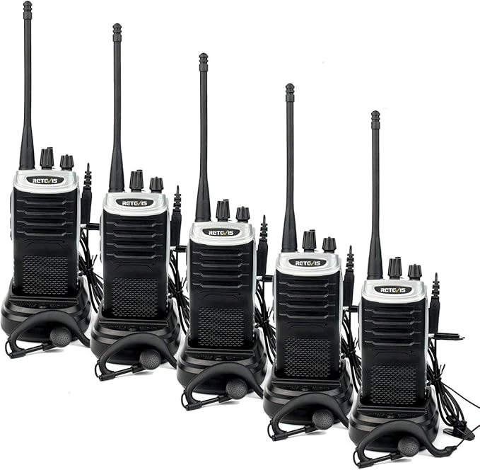 rt7 成人对讲机 可充电 16 声道免提紧急远程双向收音机带耳机(银色