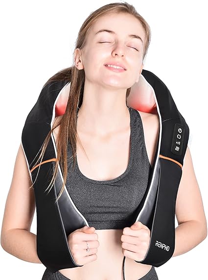 RENPHO Back Neck and Shoulder Massager with Heat, Deep Tissue 3D Kneading Shiatsu Massage, Body Muscle Electric Massager, Home Office Use