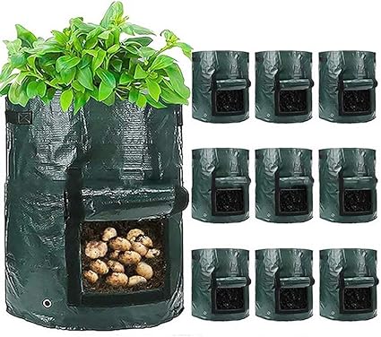 3 包7 加仑花园植物袋 土豆生长袋 重型种植土豆盆 带翻盖和手柄 Pe 土豆种植袋 亚马逊中国 家居装修