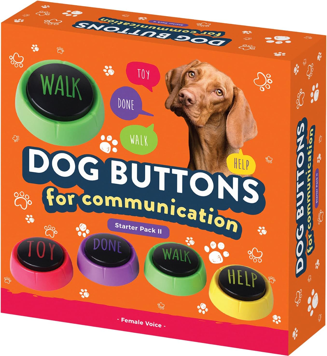 Talking Dog Button for Communication Training Starter Pack II 4 件套,女性语音