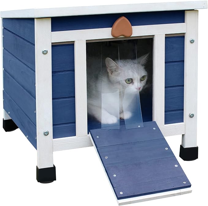 猫屋隔热户外猫,防风雨猫屋 stray 猫窝户外猫屋蓝色
