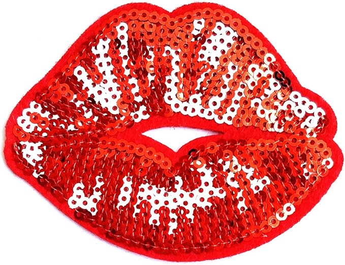 parita 亮片红色嘴唇性感唇唇膏彩贴花刺绣熨烫贴花卡通