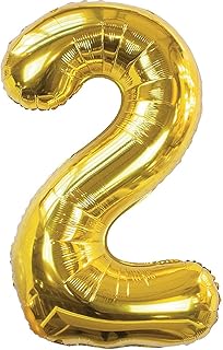 金色 2 形数字 34 英寸聚酯薄膜气球 - 派对装饰 - 1 件