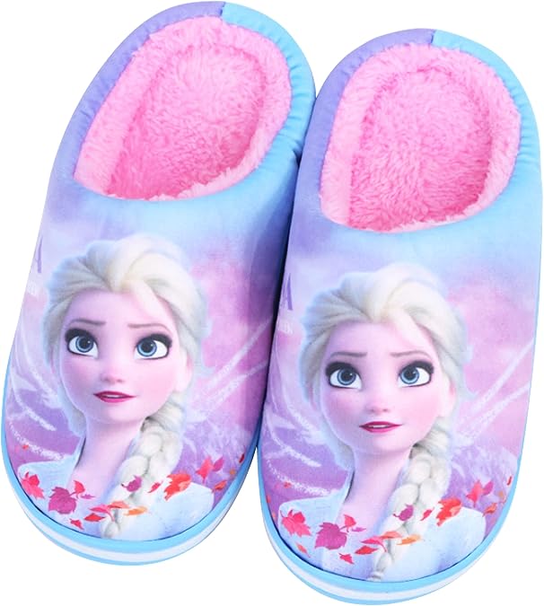 disney 冰雪奇缘艾莎毛绒拖鞋,适合女孩,儿童