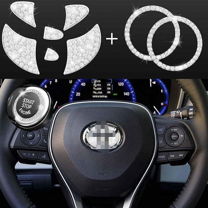 diy 闪亮汽车方向盘标志闪亮内饰配件适用于丰田凯美瑞,corolla,rav4
