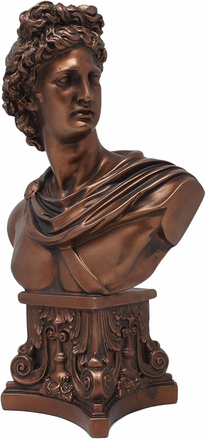apollo 希腊上帝胸雕像 - 30.48 cm 高 - 树脂阿波罗雕像古铜色