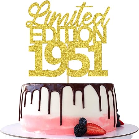 限量版1951 蛋糕顶饰 70 和fabulous Hello 70 岁 欢呼70 岁 70 岁生日 婚礼 周年纪念派对装饰金色闪光 亚马逊中国 厨具