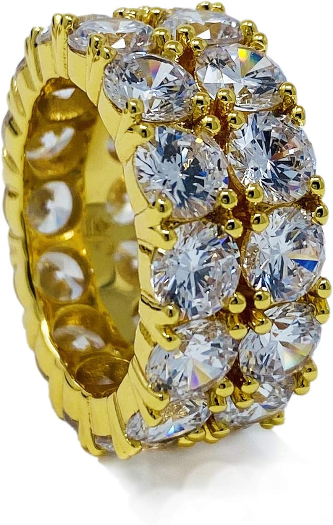 jwlryfeind 5mm 男式 18k 黄金/白金镀金黄铜戒指 aaaaa 立方氧化锆