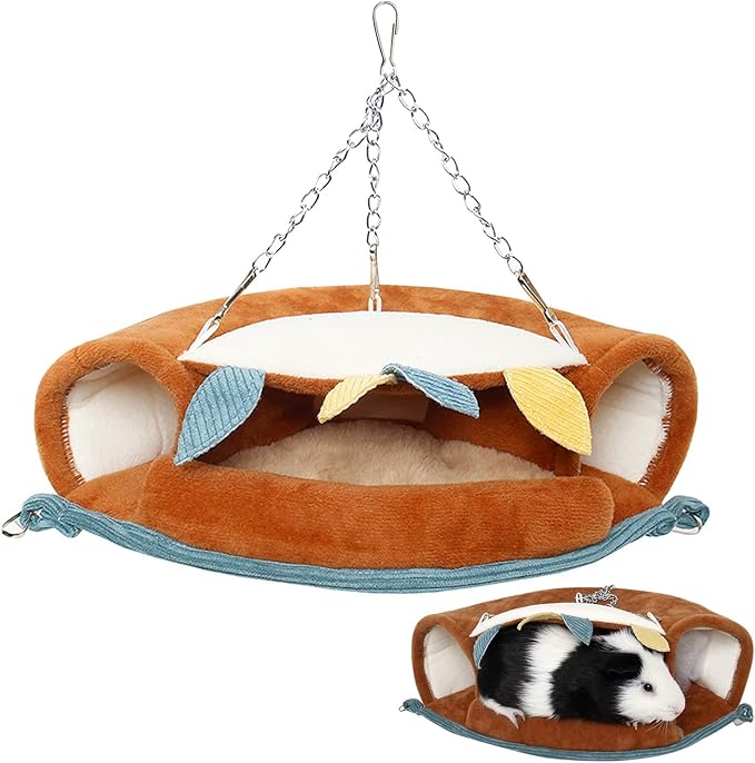 kathson 老鼠床隧道仓鼠悬挂吊床隧道冬季温暖毛绒笼藏身处带金属挂钩