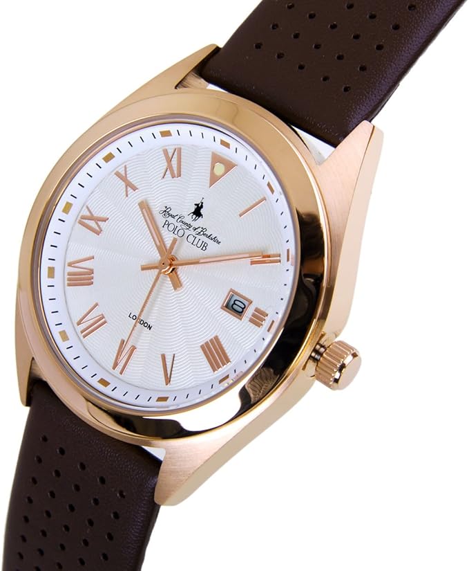 polo club 保罗男士手表 经典罗马刻度时尚夜光型男商务手表 真皮pl02