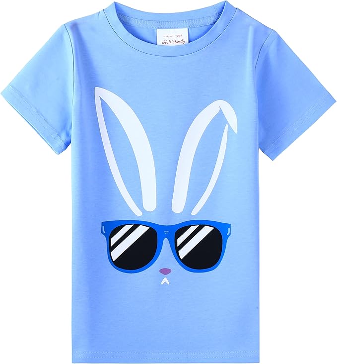 hh 家庭复活节衬衫男孩女孩儿童复活节礼物兔子 t 恤服装 3-12 岁