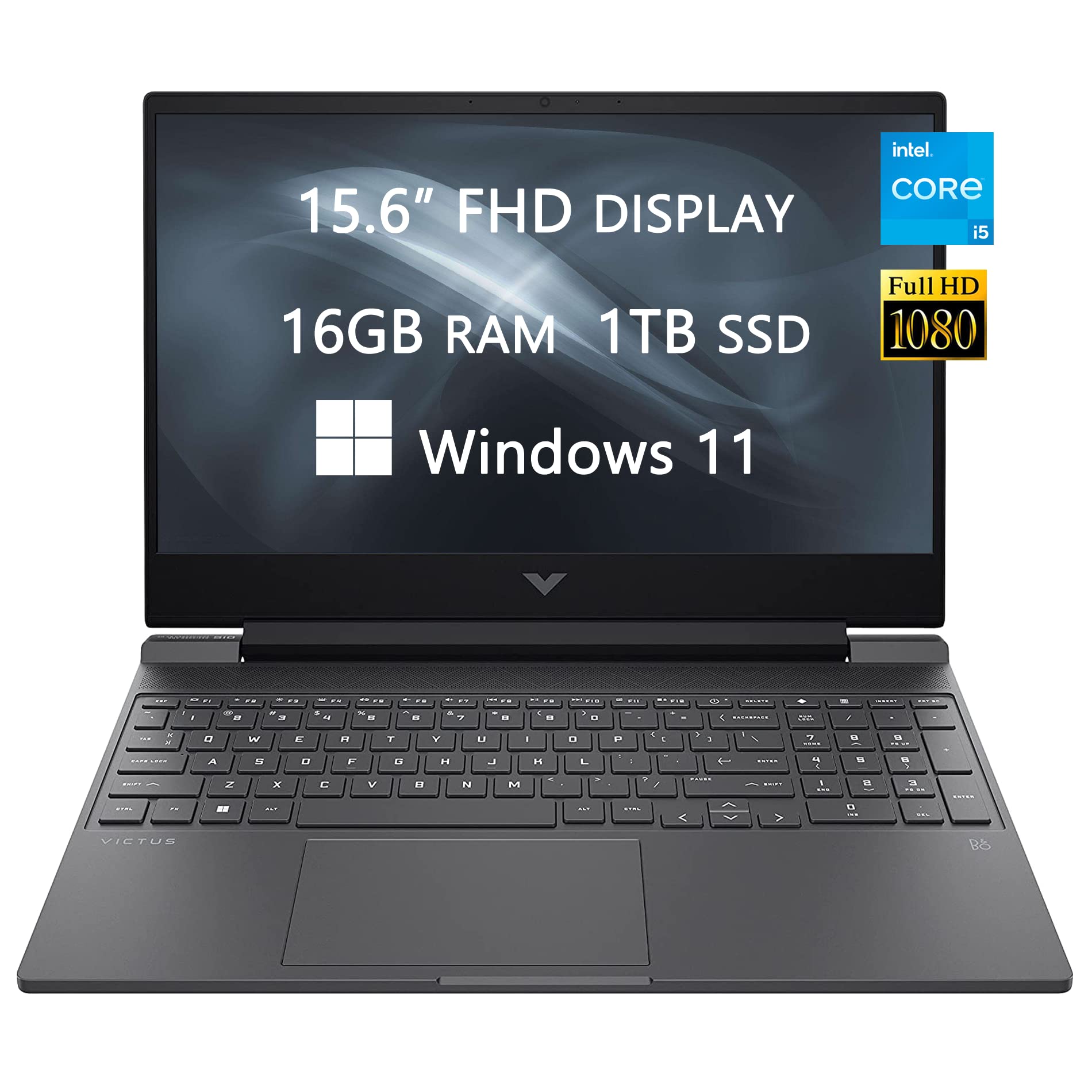 2022 * New HP Victus laptop, 15.6-inch full HD computer, Intel Core i5-12450H,NVIDIA geForce GTX 1650,16GB RAM,1TB Solid State drive, backlit keyboard, Ethernet, Webcam, Bluetooth,Windows 11,LIONEYE H