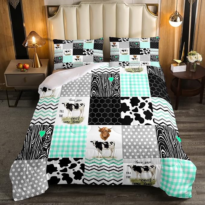 可爱奶牛印花被子套装单人床尺寸卡哇伊高地牛床上用品套装卧室装饰