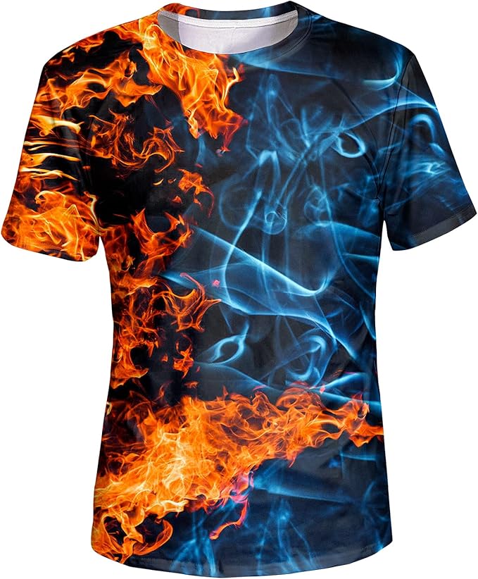 asylvain 中性款 3d 图案 t 恤彩色设计短袖圆领数字 t 恤适合年轻人