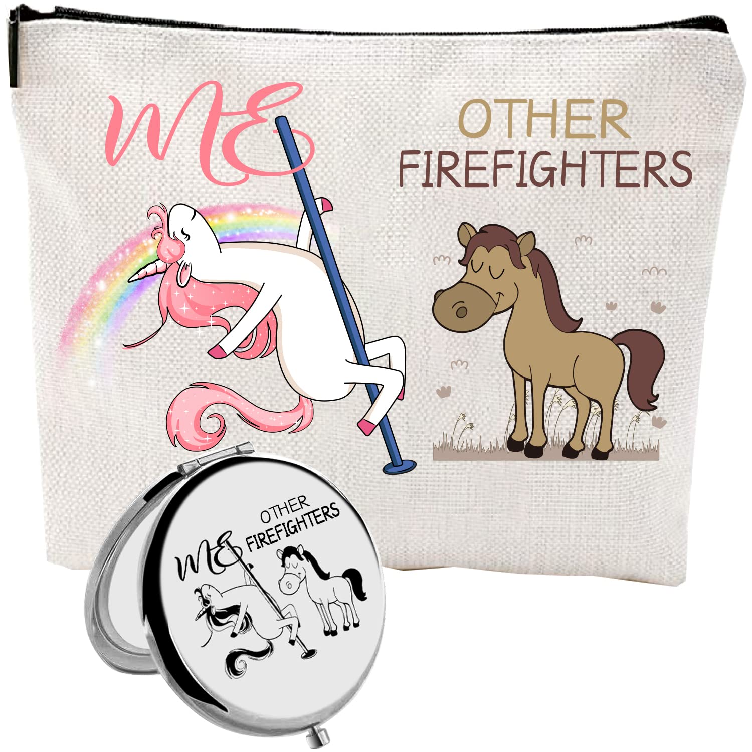 Other Firefighters Me Bag、消防员化妆包、其他消防员我独角兽、女士消防员礼物、消防员生日礼物、消防员感谢礼物、女性消防员礼物, 白色、银色, 大, 消防员礼物