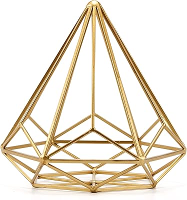 3 厘米)-亮金色铁球-钻石形状,几何雕塑装饰球体,客厅,书房,卧室,现代