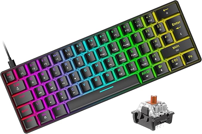 62 键 led 背光 usb 防水键盘 18 色度 rgb 背光全防重影按键兼容 ps4