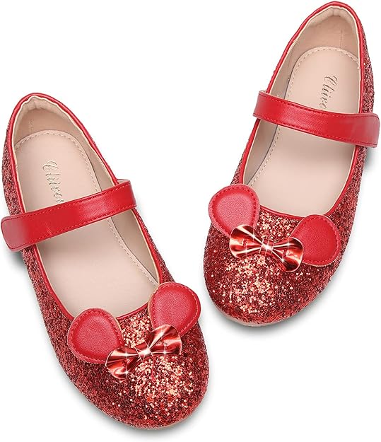 cliivour 女孩公主礼服鞋 闪光玛丽珍花婚礼派对舞会鞋 儿童 幼儿