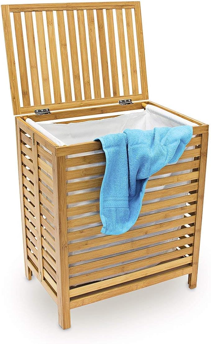 5 cm) natural bamboo with lid laundry box laundry basket