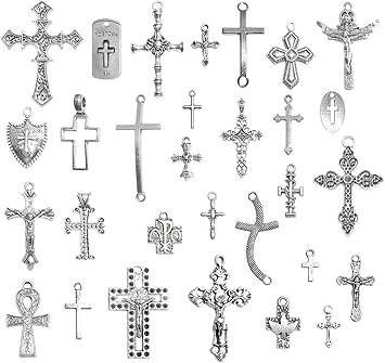 Korlon 30 Pcs 十字吊饰复古银十字架十字架吊坠珠宝首饰适用于diy 项链 手镯和首饰配饰 亚马逊中国 玩具